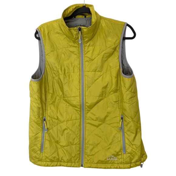 L.L. Bean Puffer Vest Womens Large Green Primaloft Granola Girl Gorpcore Spring - Picture 1 of 7